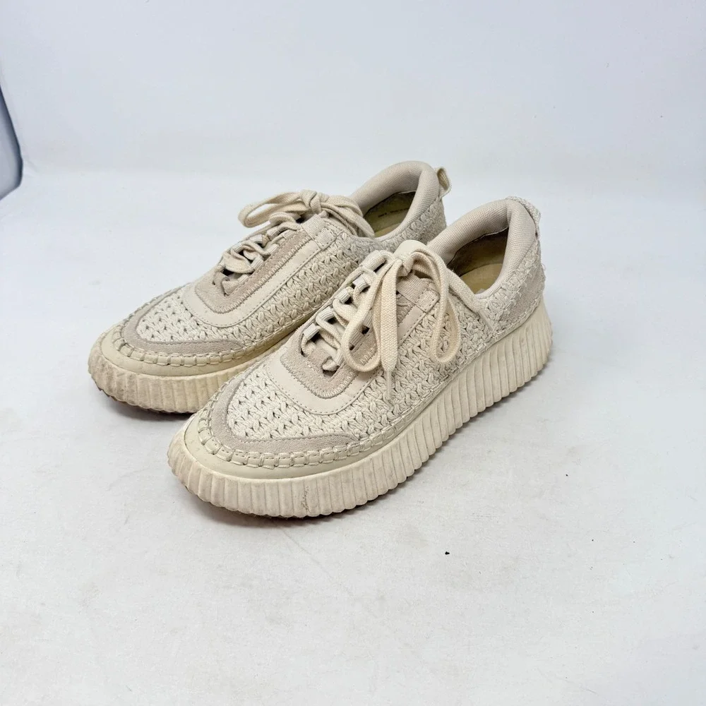 Dolce Vita Dolen Sneakers Cream Size 8 Knit Crochet Platform Chunky Shoes